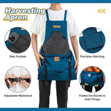 Oxford Cloth Waterproof Gardening Apron, Large Capacity Kangaroo Pocket, Cross Back Straps Comfortable, Great Helper for Picking and Weeding(dark blue)