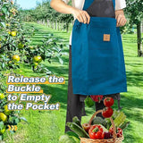 Oxford Cloth Waterproof Gardening Apron, Large Capacity Kangaroo Pocket, Cross Back Straps Comfortable, Great Helper for Picking and Weeding(dark blue)