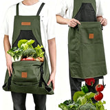 Oxford Cloth Waterproof Gardening Apron, Large Capacity Kangaroo Pocket, Cross Back Straps Comfortable, Great Helper for Picking and Weeding(dark blue)