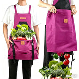 Oxford Cloth Waterproof Gardening Apron, Large Capacity Kangaroo Pocket, Cross Back Straps Comfortable, Great Helper for Picking and Weeding(dark blue)