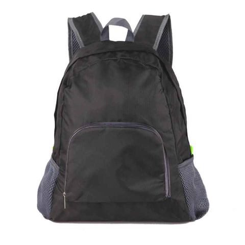 Foldable Nylon Backpack – Lightweight, Durable, and Strong Load Capacity, Four-Step Folding Transforms into a Handbag in Seconds, Multi-pocket Organization with Breathable Carrying(BLACK)