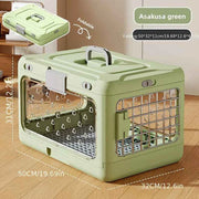 Foldable Pet Travel Carrier, PP Material with Reinforced Iron Mesh, Four Colors Available, Spacious When Expanded, Space-Saving When Folded – Ideal for Travel and Home Use, a Cozy Den for Your Pet./Shallow grass green In Australia - Darrahopens