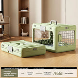 Foldable Pet Travel Carrier, PP Material with Reinforced Iron Mesh, Four Colors Available, Spacious When Expanded, Space-Saving When Folded – Ideal for Travel and Home Use, a Cozy Den for Your Pet./Shallow grass green
