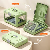 Foldable Pet Travel Carrier, PP Material with Reinforced Iron Mesh, Four Colors Available, Spacious When Expanded, Space-Saving When Folded – Ideal for Travel and Home Use, a Cozy Den for Your Pet./Lotus root powder