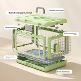 Foldable Pet Travel Carrier, PP Material with Reinforced Iron Mesh, Four Colors Available, Spacious When Expanded, Space-Saving When Folded – Ideal for Travel and Home Use, a Cozy Den for Your Pet./Smoky white