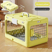 Foldable Pet Travel Carrier, PP Material with Reinforced Iron Mesh, Four Colors Available, Spacious When Expanded, Space-Saving When Folded – Ideal for Travel and Home Use, a Cozy Den for Your Pet./Mustard yellow In Australia - Darrahopens