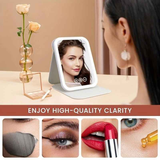 LED Makeup Mirror with Lights, 3 Color Modes Touch Control, Rechargeable Travel Vanity Mirror(WHITE)