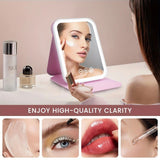 LED Makeup Mirror with Lights, 3 Color Modes Touch Control, Rechargeable Travel Vanity Mirror(WHITE)