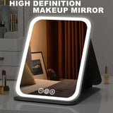 LED Makeup Mirror with Lights, 3 Color Modes Touch Control, Rechargeable Travel Vanity Mirror(WHITE)