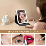 LED Makeup Mirror with Lights, 3 Color Modes Touch Control, Rechargeable Travel Vanity Mirror(BLACK)