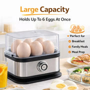 Multifunctional Electric Egg Cooker – Holds 6 Eggs, Timer Control, Soft to Firm Doneness, Quick Breakfasts Made Easy with One Device.