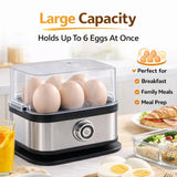 Multifunctional Electric Egg Cooker – Holds 6 Eggs, Timer Control, Soft to Firm Doneness, Quick Breakfasts Made Easy with One Device.