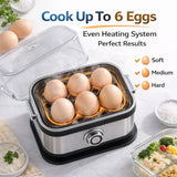 Multifunctional Electric Egg Cooker – Holds 6 Eggs, Timer Control, Soft to Firm Doneness, Quick Breakfasts Made Easy with One Device.