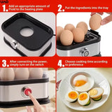 Multifunctional Electric Egg Cooker – Holds 6 Eggs, Timer Control, Soft to Firm Doneness, Quick Breakfasts Made Easy with One Device.