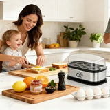 Multifunctional Electric Egg Cooker – Holds 6 Eggs, Timer Control, Soft to Firm Doneness, Quick Breakfasts Made Easy with One Device.