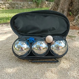 Petanque Boules Set – Chrome & Titanium Plated Steel Balls, with Jack, Measure Tool & Logo Bag, Backyard Beach Lawn Game（6-Ball Set） In Australia - Darrahopens