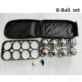 Petanque Boules Set – Chrome & Titanium Plated Steel Balls, with Jack, Measure Tool & Logo Bag, Backyard Beach Lawn Game（6-Ball Set）