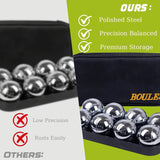 Petanque Boules Set – Chrome & Titanium Plated Steel Balls, with Jack, Measure Tool & Logo Bag, Backyard Beach Lawn Game(8-Ball Set）