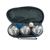 Petanque Boules Set – Chrome & Titanium Plated Steel Balls, with Jack, Measure Tool & Logo Bag, Backyard Beach Lawn Game(8-Ball Set）