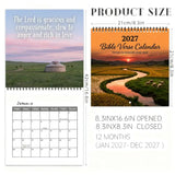 2027 Bible Verse Wall Calendar, 8.3-inch Square with Spiral Coil Binding, Features Healing Landscapes & Scripture Verses Each Month, Large Writing Space, Perfect Faith-Based Decor for Office and Home.