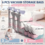 6PCS No-Pump Vacuum Storage Bags – Press to Flatten, Save 80% Space, Seasonal Storage Must-Have (Size: M)
