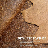 Genuine Leather Carved Barrel Piggy Bank, Natural Top Grain Cowhide Vintage Relief, Zipper Closure Portable