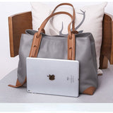 Top-Grain Leather Contrast Tote: Large Capacity Commuter Shoulder & Handbag, Fabric Lining.(Black coffee)