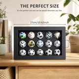 1970-2026 Handmade Mini Football Ornaments, 15 Classic Reproductions, Leather Hand-Stitched, with Acrylic Display Case, Desktop Decoration and Fan Collection Memorabilia.