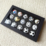 1970-2026 Handmade Mini Football Ornaments, 15 Classic Reproductions, Leather Hand-Stitched, with Acrylic Display Case, Desktop Decoration and Fan Collection Memorabilia.