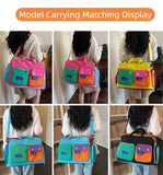 🌈 Color-Block Stitching Large Travel Duffel Bag | Multi-Functional Hand Luggage for Casual Trips/YELLOW
