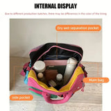 🌈 Color-Block Stitching Large Travel Duffel Bag | Multi-Functional Hand Luggage for Casual Trips/YELLOW