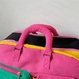🌈 Color-Block Stitching Large Travel Duffel Bag | Multi-Functional Hand Luggage for Casual Trips/YELLOW