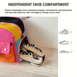 🌈 Color-Block Stitching Large Travel Duffel Bag | Multi-Functional Hand Luggage for Casual Trips/YELLOW