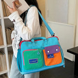 🌈 Color-Block Stitching Large Travel Duffel Bag | Multi-Functional Hand Luggage for Casual Trips/YELLOW