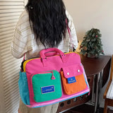 🌈 Color-Block Stitching Large Travel Duffel Bag | Multi-Functional Hand Luggage for Casual Trips/YELLOW