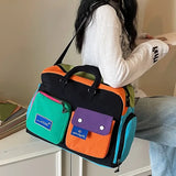 🌈 Color-Block Stitching Large Travel Duffel Bag | Multi-Functional Hand Luggage for Casual Trips/YELLOW