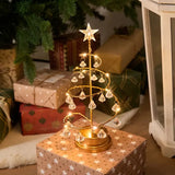 Warm Light Iron Art Crystal Christmas Tree Lamp, Battery Powered, Perfect for a Cozy Holiday Ambiance