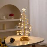 Warm Light Iron Art Crystal Christmas Tree Lamp, Battery Powered, Perfect for a Cozy Holiday Ambiance