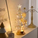 Warm Light Iron Art Crystal Christmas Tree Lamp, Battery Powered, Perfect for a Cozy Holiday Ambiance