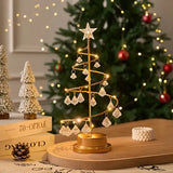 Warm Light Iron Art Crystal Christmas Tree Lamp, Battery Powered, Perfect for a Cozy Holiday Ambiance