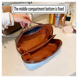 【PU Color-Block Cosmetic Bag】 Leather Handle Metal Zipper, Color-Block Simple Partition, Main Compartment Stores Cosmetics & Toiletries, Lightweight & Versatile for Commuting & Travel./brown In Australia - Darrahopens