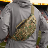 Tactical Camo Waist Bag: Water-Repellent Oxford, Multi-Compartment, Lightweight 0.25kg, Chest/Crossbody/Waist Carry – All-Scenario Essential/black
