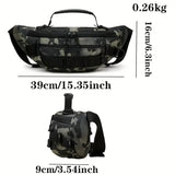 Tactical Camo Waist Bag: Water-Repellent Oxford, Multi-Compartment, Lightweight 0.25kg, Chest/Crossbody/Waist Carry – All-Scenario Essential/black