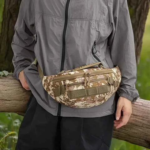 Tactical Camo Waist Bag: Water-Repellent Oxford, Multi-Compartment, Lightweight 0.25kg, Chest/Crossbody/Waist Carry – All-Scenario Essential./Desert camouflage In Australia - Darrahopens