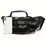 Tactical Camo Waist Bag: Water-Repellent Oxford, Multi-Compartment, Lightweight 0.25kg, Chest/Crossbody/Waist Carry – All-Scenario Essential/Night camouflage