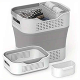 Multi-functional Folding Laundry Basket: Hassle-free Storage, One Basket for All Your Clothes Sorting.dull grey