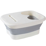 Foldable Foot Soak Tub: TPE Collapsible Deep Tub with Lid for Heat Retention, Foot Massage, Essential for Home Wellness and Relaxation.GREY