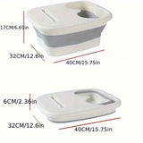 Foldable Foot Soak Tub: TPE Collapsible Deep Tub with Lid for Heat Retention, Foot Massage, Essential for Home Wellness and Relaxation.GREY