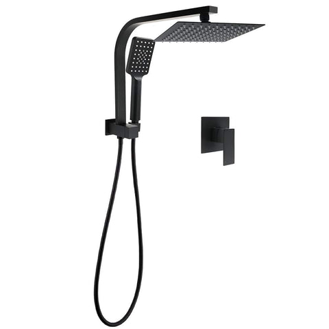 Darrahopens Furniture > Bathroom > Shower Heads & Screens WELS Matt Black 8" Shower Head 3 Modes Handheld Gooseneck Arm Square 2in1 Set Mixer