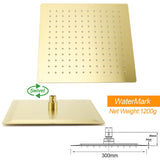 WELS Brushed Gold Twin Shower 12" Rain Head Handheld Diverter Wall Arm Set Square Taps | darrahopens.com.au Premium AU Stock